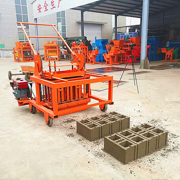 Cheap Diesel Engine Mobile Movable Egg Laying Concrete Cement Hollow Block Blocks Making Machine Machines Price africa haiti usa